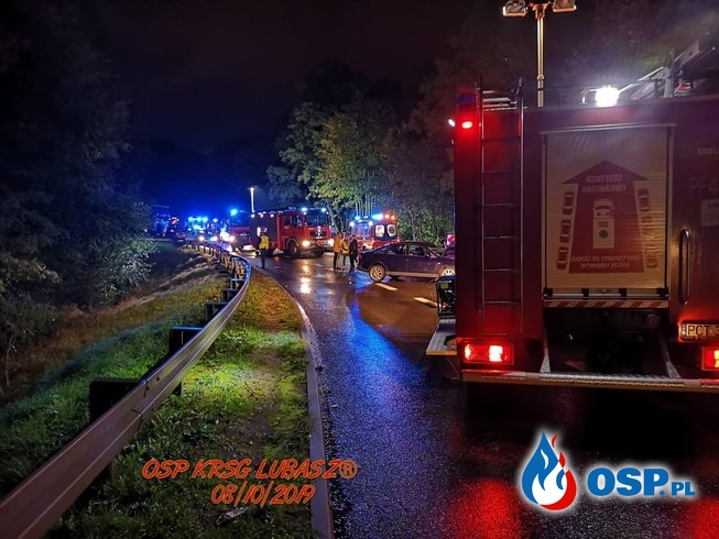 Zderzenie trzech pojazdów osobowych OSP Ochotnicza Straż Pożarna