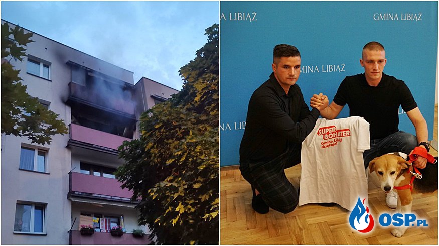Bohaterski czyn mieszkańca Mysłowic. Wspiął się na balkon i uratował mężczyznę z płonącego mieszkania. OSP Ochotnicza Straż Pożarna