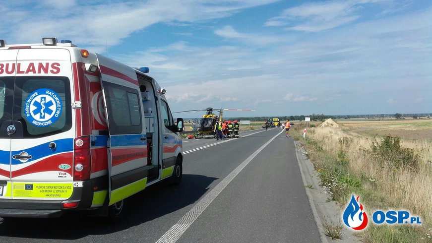 Wypadek motocykla na DW 414 Obwodnicy Białej OSP Ochotnicza Straż Pożarna