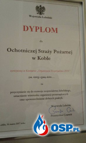 Wyróżnienie w konkursie "Organizacja Pozarządowa 2016" OSP Ochotnicza Straż Pożarna