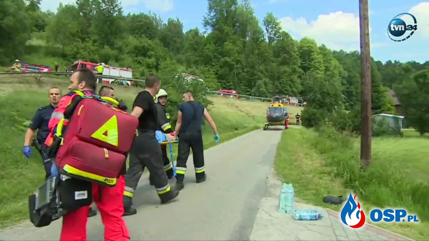 Wypadek autobusu z dziećmi na Zakopiance. Najnowsze informacje  OSP Ochotnicza Straż Pożarna