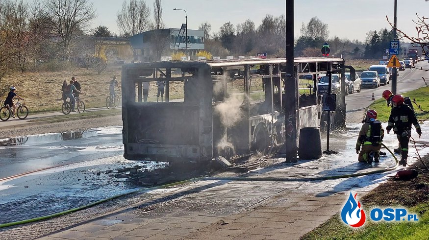 Autobus zapalił się w trakcie jazdy. Szybka reakcja kierującej. OSP Ochotnicza Straż Pożarna