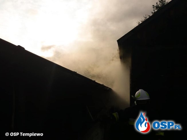 Kursko - pożar budynku gospodarczego OSP Ochotnicza Straż Pożarna