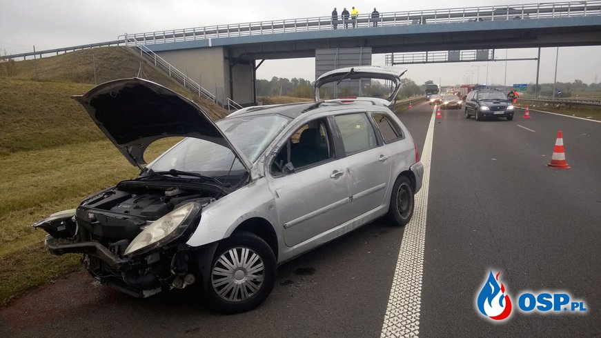 Wypadek na A-2, zderzenie dówch samochodów! OSP Ochotnicza Straż Pożarna