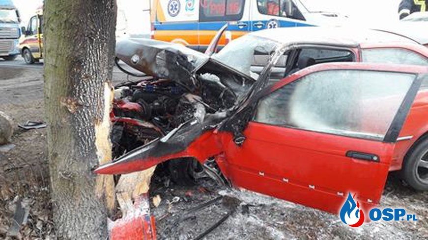 Wypadek w Lulkowie - auto w ogniu !!! OSP Ochotnicza Straż Pożarna