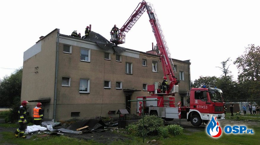 Sabaszczewo - zerwany dach OSP Ochotnicza Straż Pożarna