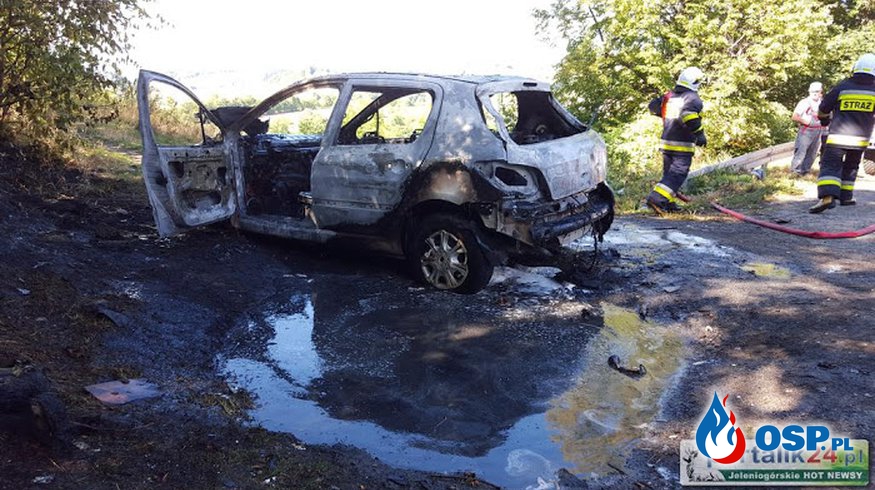 Dziwiszów: Pożar samochodu na Kapelli. OSP Ochotnicza Straż Pożarna