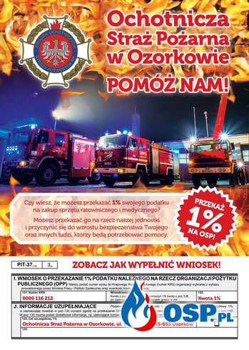 Pomóż Nam. Przekaż 1% swojego podatku na Ochotniczą Straż Pożarną w Ozorkowie OSP Ochotnicza Straż Pożarna