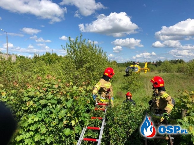 Strażacy po służbie ratowali ofiary wypadku w Morągu. W akcji śmigłowiec LPR. OSP Ochotnicza Straż Pożarna