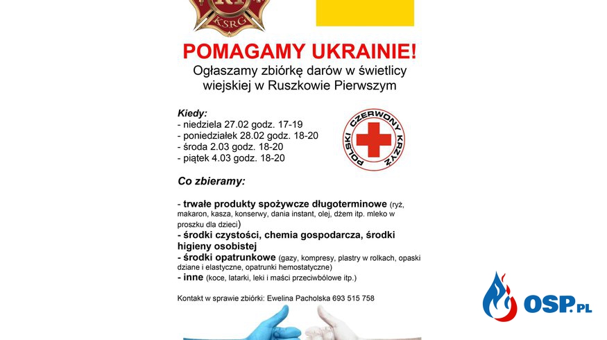 Zbiórka dla Ukrainy! OSP Ochotnicza Straż Pożarna