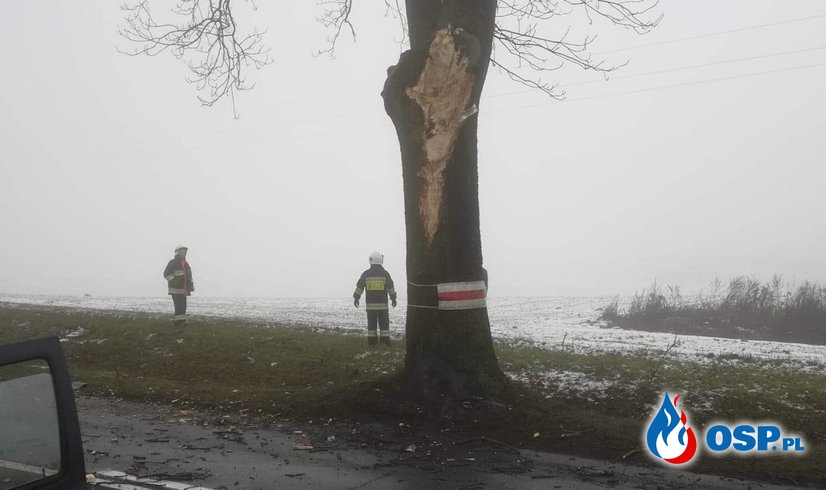 Kolejny wypadek amerykańskich żołnierzy w Polsce. Tym razem uderzyli w drzewo. OSP Ochotnicza Straż Pożarna