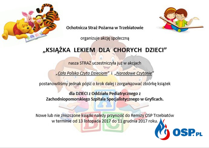 "Książka Lekiem dla Chorych Dzieci" - akcja MDP Trzebiatów OSP Ochotnicza Straż Pożarna