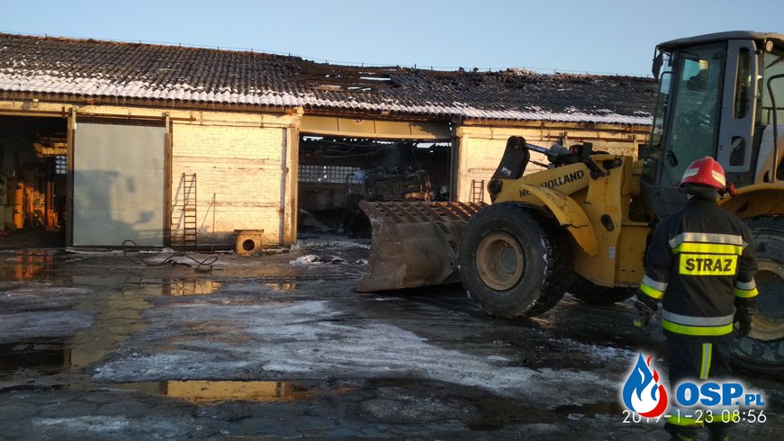 2019-01-23 godz. 6:45 pożar hali w Konarzewie OSP Ochotnicza Straż Pożarna