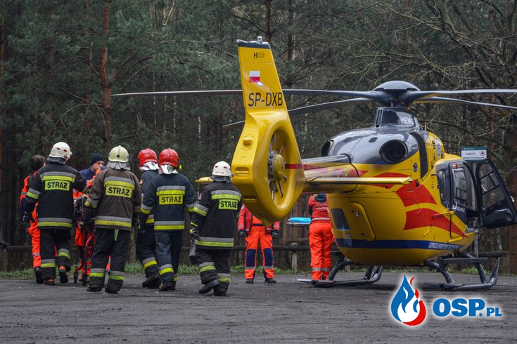 Czołowe zderzenie pod Opolem, dwie osoby trafiły do szpitala OSP Ochotnicza Straż Pożarna