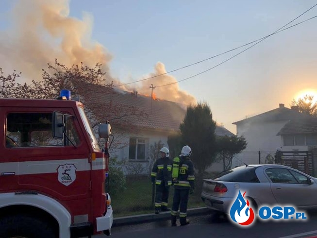Pożar domu w Dąbrowie OSP Ochotnicza Straż Pożarna