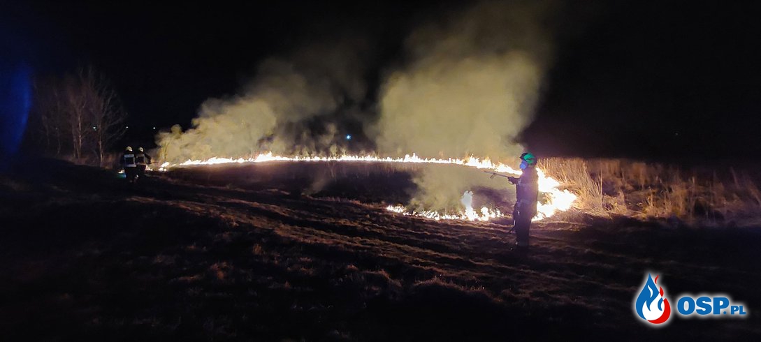 Pożar suchych traw przy ul. Polnej w Zręcinie OSP Ochotnicza Straż Pożarna