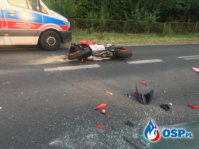 90/2019 Zderzenie motocyklisty z samochodem OSP Ochotnicza Straż Pożarna