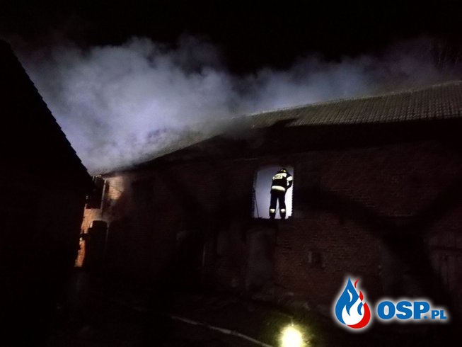 Pożar starej chlewni Polichno 24.03.2018 OSP Ochotnicza Straż Pożarna