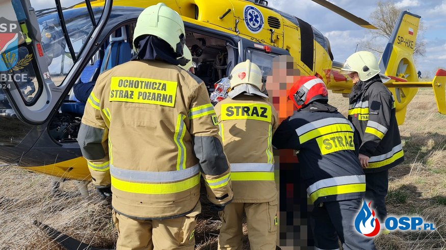 Poważny wypadek podczas prac polowych [WIDEO] OSP Ochotnicza Straż Pożarna