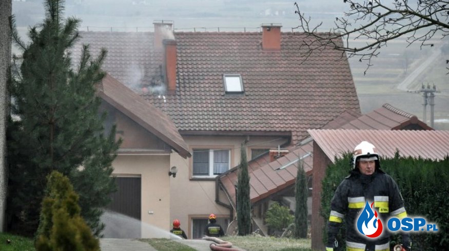 Pożar dachu w budynku jednorodzinnym oraz pożar wędzelnika. OSP Ochotnicza Straż Pożarna