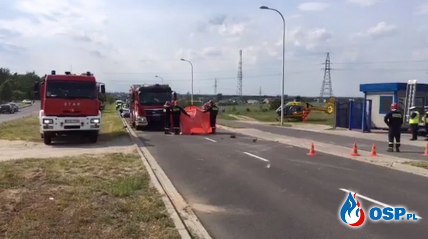 36-letni motocyklista zginął po zderzeniu z lawetą! OSP Ochotnicza Straż Pożarna